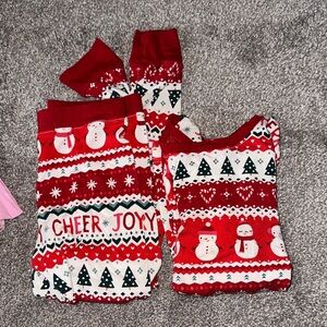 Festive Red Snowman Kids Pajamas